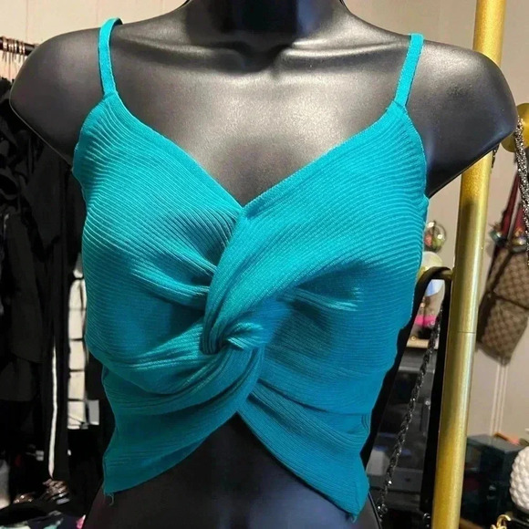 NWT Zaful Green Teal Blue Tank Ribbed Twisted - Picture 9 of 9